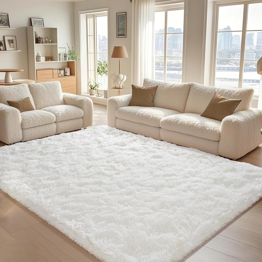 BENRON Soft Area Rugs for Living Room Bedroom Washable, Fluffy Rugs for Kids Children Girls Boys Room Decor, 3x5 Throw Rug for Nursery Kitchen Dining Table, Indoor Floor Carpets, Cream White