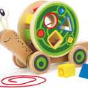 Hape Walk-A-Long Snail Pull Toy |Award Winning Toddler Wooden Push and Pull Toy with Removable Color