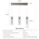 24W Modern Pendant Light with Adjustable Height - Brushed Nickel & Clear Glass Cylinder Island Lights, 3000-6000K Dimmable Kitchen Pendant Lighting for Kitchen Island, Dining Room, Bar Counter (3Z-Light)