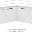 Linon Harris White Solid Pine Backless Nook with Interior Storage