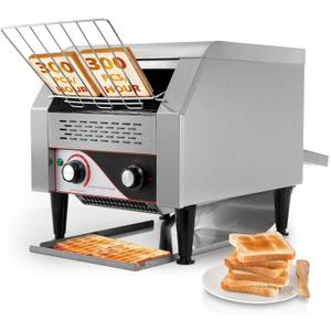 Dyna-Living Commercial Toaster 300 Slices/Hour Conveyor Toaster Commercial 1900W Heavy-duty Stainless Steel Rotating Toasters Oven for Restaurant, Conveyor Belt Toasters for Bun, Bagel, Bread