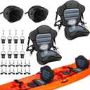 Kayak Seat Deluxe Padded Fishing Boat Seat Deluxe Sit-On-Top Canoe Seat Cushioned - Comfortable Backrest Support Universal Sit with Adjustable Back Strap Detachable Storage Bag 