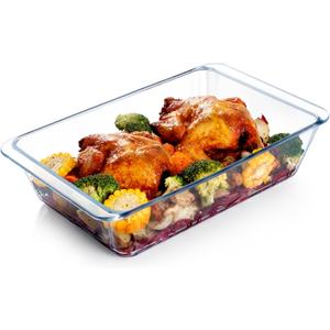 NUTRIUPS 5.7QT Rectangular Deep Glass Baking Dish, Large Glass Baking Pan for Oven, Clear Bakeware Deep Casserole Dish