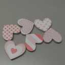 6Pcs Valentine's Day Wooden Hearts Tiered Tray Decor, Farmhouse Distressed Pink Heart Shaped Love Signs Table Decor for Home Office Tabletop
