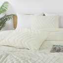 Andency Ivory Comforter Set King Size, Boho Soft Warm Tufted Bedding Comforter Sets for King Size Bed, 3 Pieces Aesthetic Chevron Farmhouse Cute Bohemian Textured Bedding Set