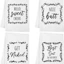 4 Pieces Funny Hand Towel with Sayings Decorative Kitchen Rustic Bath Hand Towels for Bathroom Kitchen Farmhouse Restroom, 16 x 24 Inch