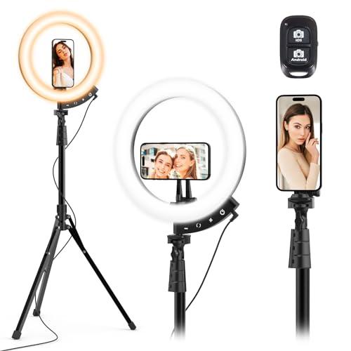 UBeesize Upgraded 12'' Ring Light with 62'' Tripod Stand and Magnetic Phone Holder,LED Selfie RingLight for iPhone with Wireless Remote,Circle Light for Tiktok/YouTube/Photography/Makeup/Live Stream