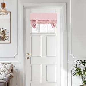 Vatge Baby Pink Small Door Curtains - Thermal Insulated Nursery French Door Curtain Panel - Rose Blush Short Window Covering, 1 Panel, W24 x L18, Baby Pink