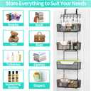 HapiRm Over The Door Organizer - Hanging Door Organizer with 4 Metal Large Capacity Baskets and Adjustable Coat Hook for Bathroom Bedroom Kitchen Pantry Closet Cabinet