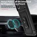 for Moto G Power 2024 Case,Motorola G Power 2024 Case with Tempered Glass Screen Protector and Slide Camera Cover, Magnetic Ring Car Mount Holder Cover for Motorola Moto G Power 2024 Black