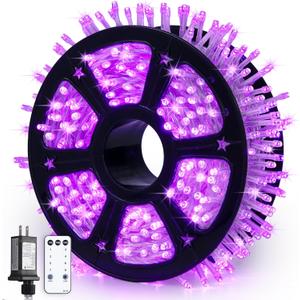 JMEXSUSS 600 LED Purple Christmas Lights Outdoor Indoor, 168ft Purple LED Christmas Tree Lights Plug in, Deep-Violet Fairy String Lights for Outside Patio Fireplace Party Xmas Decorations