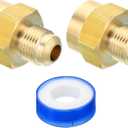 PATIKIL Brass Flare Tube Fitting, 2pcs Union Coupling Gas Adaptor 3/8" SAE 45 Flare Male to 1/2" NPT Female Pipe Connector Adapters with PTFE Tape for Refrigeration Gas System (3/8" Flared to 1/2" NPT)