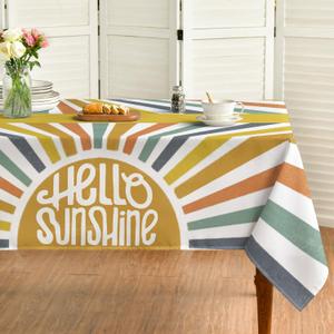 Horaldaily Summer Tablecloth 60 x 84 Inch Rectangular Hello Sunshine