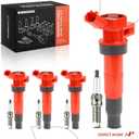 A-Premium (Red) Set of 8 Ignition Coil Pack and Iridium Spark Plugs Compatible with Hyundai Sonata 2011-2014, Santa Fe Sport 2013-2015 & Kia Optima 2011-2015, Sportage 2011-2016, 2.0L