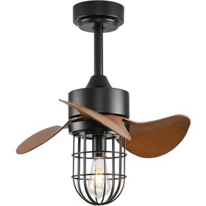 Farmhouse Ceiling Fan with Lights - 6 Speeds Caged Ceiling Fan Light, Rustic Ceiling Fans with Remote Control, 1/2/4H Timer Setting 3 Blades for Indoor/Outdoor