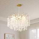 18-Inch Coastal Chandelier, 6-Light Gold Tree Branch Chandelier, Modern Foyer Bedroom Chandeliers with Adjustable Height, Round Crystal Pendant Light Fixtures for Entryway Dining Room, E12