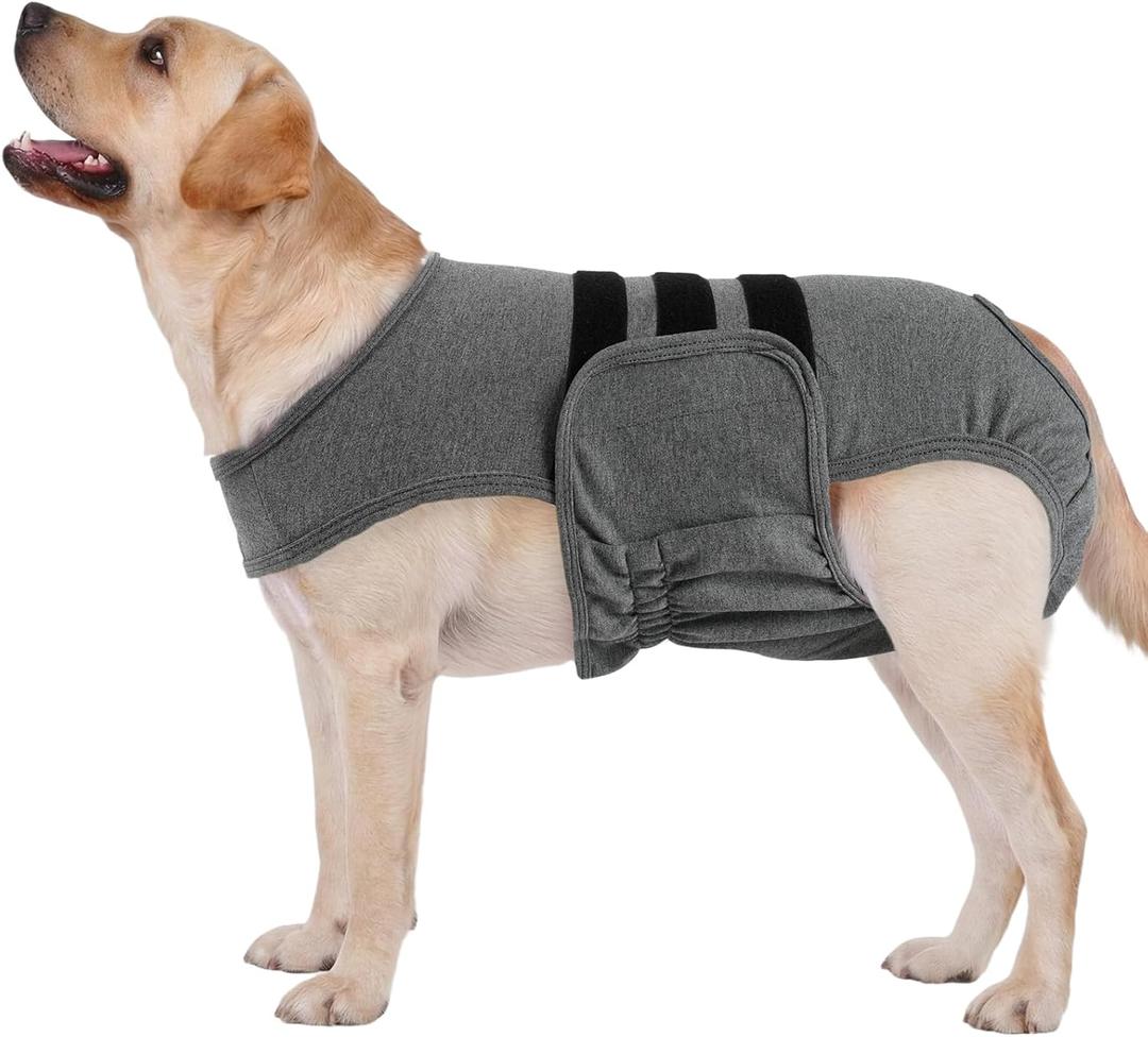 Lelepet Dog Diapers Female Washable, Reusable Puppy Doggie Pet Panties for Dogs in Heat, Adjustable Dog Diapers with Suspenders for Small Medium Large Dogs in Heat, Period, Incontinence, Grey XL