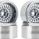 INJORA 2.2" Beadlock Wheel - Offset -10mm Aluminum Turbine Rim for SCX10 TRX4 VS4-10 Gen8 1/10 RC Crawler Car(Grey)