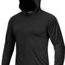 Boladeci SPF Shirts for Men Fishing Hoodie UPF 50+ Long Sleeve Sun Protection UV with Hood Summer Water Rash Guard Swim Shirt Rashguard Tops (Black, M)