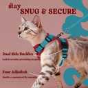 rabbitgoo Cat Harness and Leash for Walking, Escape Proof Soft Adjustable Vest Harnesses for Cats, Easy Control Breathable Reflective Strips Jacket, Red & Teal, S