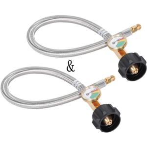 GasSaf 18inch RV Propane Pigtail HoseStainless Steel Braid Gas Hose Connector with Type 1 Connection x 1/4 Inch Inverted Male Flare2 PCS (Upgraded 1.5 Feet)