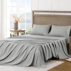FreshCulture Twin Bed Sheets - Ultra Soft Sheets for Twin Bed - Brushed Microfiber - Deep Pockets - Easy Care - Cooling & Breathable Sheets - Hotel Quality Twin Size 3 Piece Sheet Set (Light Grey)
