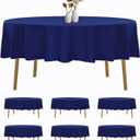 6 Pack Round Tablecloth 108 Inches Royal Blue Table Cloth Stain and Wrinkle Resistant Washable Polyester Fabric Table Cover for Party, Wedding and Banquet Decoration