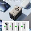 MOMAX 6-in-1 Universal Travel Adapter, GaN 100W International Power Adapter, 2 AC, 2 USB-C PD Fast Charging & 2 USB-A QC, All-in-one International Plug Adapter for Travel European UK AUS JP
