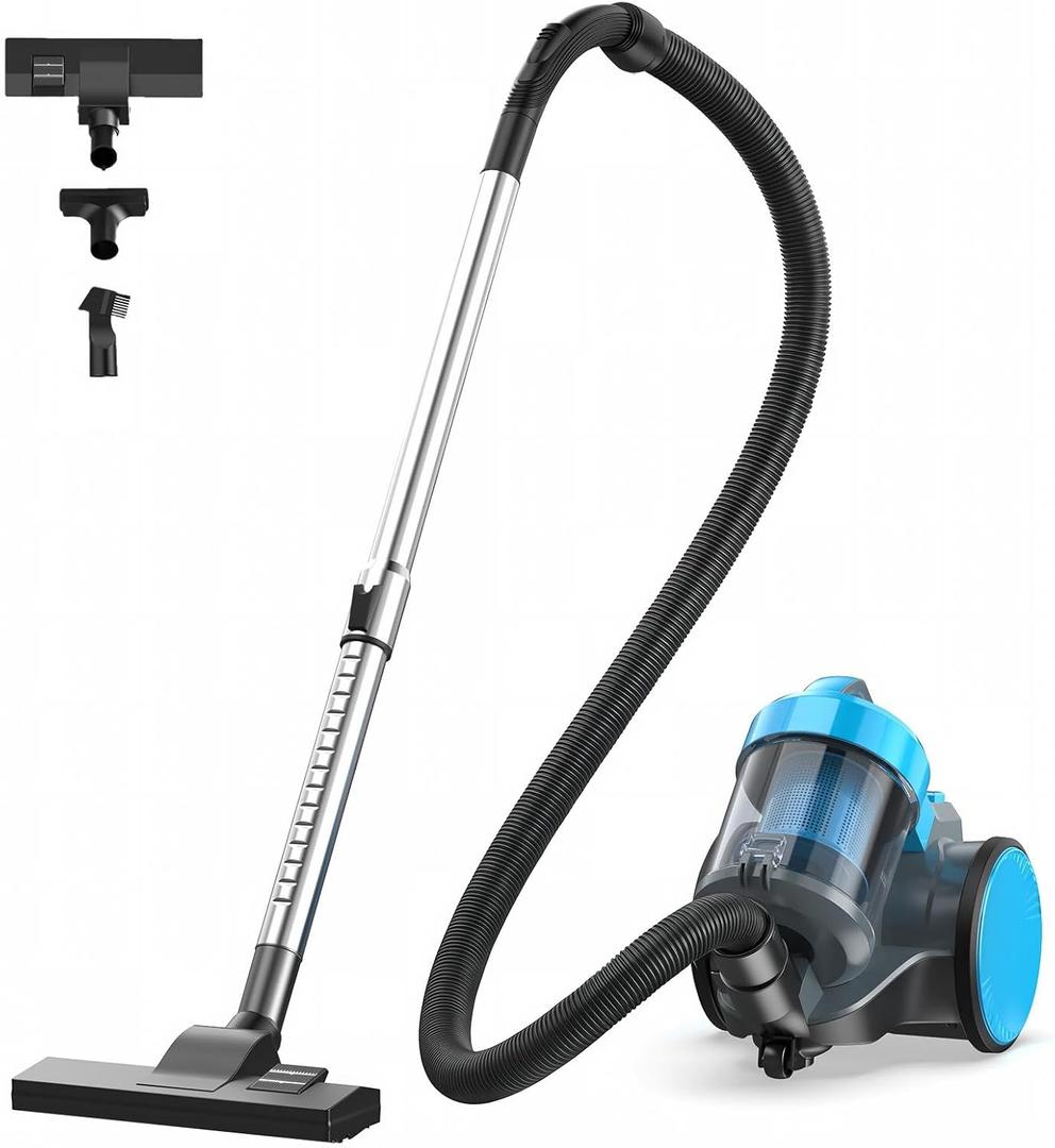 NEWBULIG Canister Vacuum Cleaners for Home, Bagless Vacuum Cleaner, Blue
