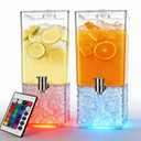2 PCS 3.2 Gallon Drink Dispensers for Parties, Beverage Dispenser with 304 Stainless Steel Spigot, Plastic Lemonade Juice Dispenser With LED Light Stand, Great for Water, Juice, Punch, Ice Tea
