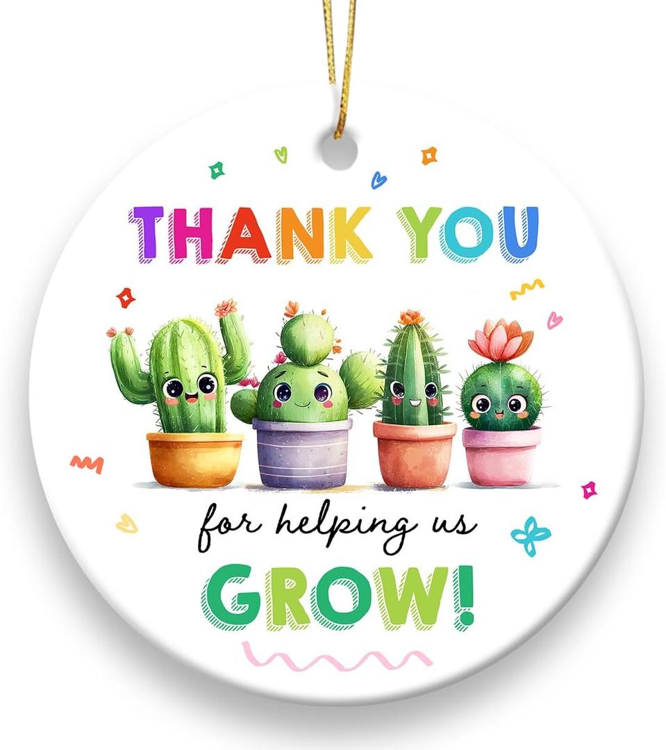 5 x Thank You Teacher Ornament 2026 - Preschool Daycare Kindergarten Teacher Appreciation Gifts, Unique Xmas Gifts for Mom Dad Grandma, Cute Pre-K Teachers Gift