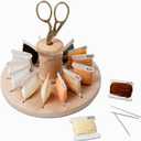 Lampstop Bobbin Rack for Embroidery Floss Beech Wood Floss Organizer (Round)