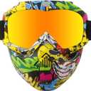 Motorcycle Helmet Riding Goggles Glasses with Removable Face Mask,Detachable Fog-Proof Warm Goggles Mouth Filter Adjustable Non-Slip Strap Vintage Bullet Fight Motocross (One Size)