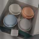 4 Pack Overnight Oats Containers with Lids and Handles, Folding Spoons & Divided Compartments for Fruit & Nuts, 16oz Glass Mason Jars for Oatmeal Yogurt Container with lids (Cream/Blue/Gray/Pink)