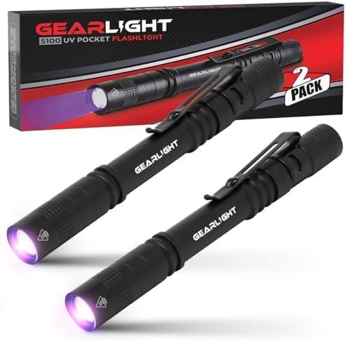 GearLight UV Black Light Flashlight S100 [6 Pack] - Mini Blacklight Ultraviolet Pen Lights for Leak and Hotel Inspection - Pet Urine, Bed Bug, Scorpion, Stain, and Dye Detector