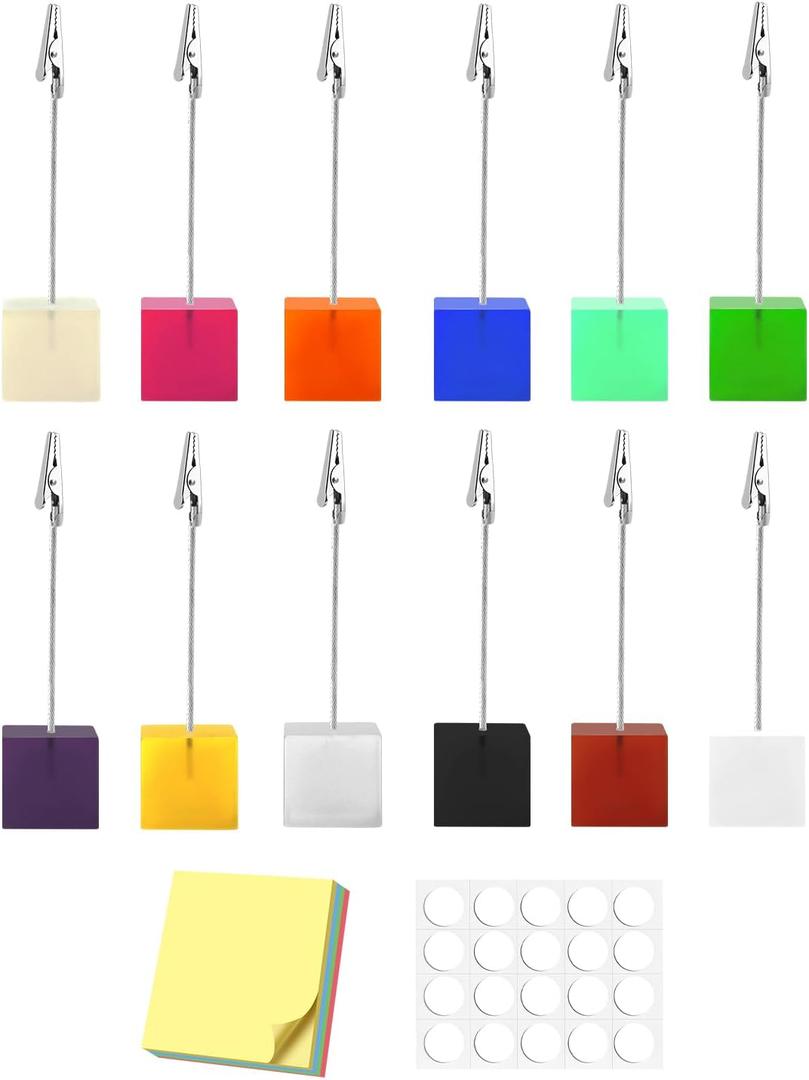 eZAKKA Table Number Holders, 12 pcs Rainbow Colors Photo Clip StandPlace Card Holders for TablePicture Holders for Memo Menu NoteMemory PhotoTable Number Stands for Office Home Wedding Christmas