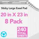 Nortix Easel Pad, Self-Stick Easel Pads, Anchor Chart Paper for Teachers, Strong Adhesive & Bleed-Resistant, 20''x23'' Sticky Notes Chart Paper, 30 Sheets/Pad, 8 Pads