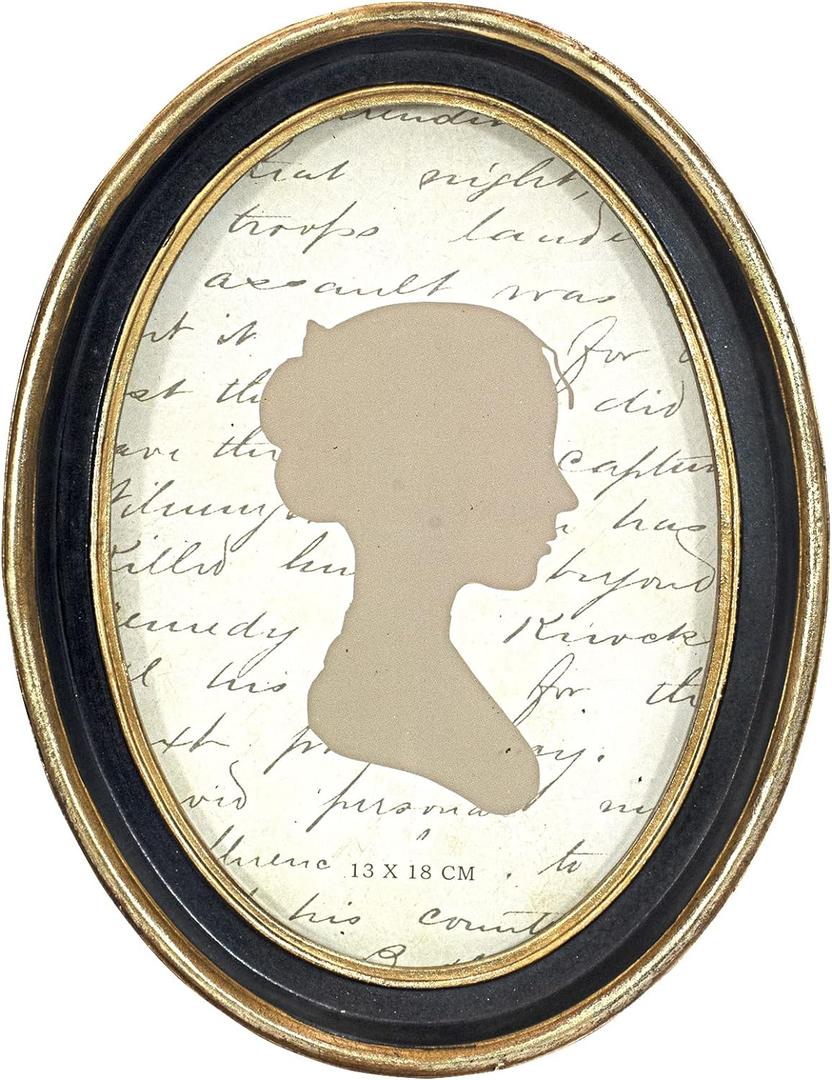 AELS 5x7 Inch Vintage Picture Frame, Elegant Antique Photo Frames with Glass Front, Photo Display, Tabletop Wall Hanging, Gift Ideas, Black Oval with Gold Trim