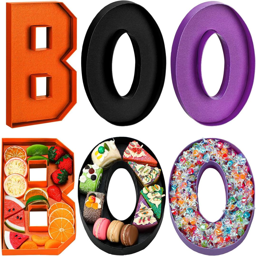 Nuogo Halloween Boo Paper Letter Charcuterie Party Favors Supplies Container Halloween Cardboard Fillable Cutout Candy Tray Sweet Chocolate Disposable Party Treat Box