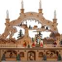 Kurt Adler 14.17-Inch Wooden Battery Operated Light-Up Musical Santa Christmas Village