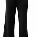 Women's Knit Wide Leg Pants, Cable Pattern, Elastic Waist, One Size, Black