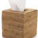 1 Pack Rattan Tissue Box Cover Square, Hand Woven Wicker Tissue Holder, 5.5 x 5.5 X 5.7 inch, Natural