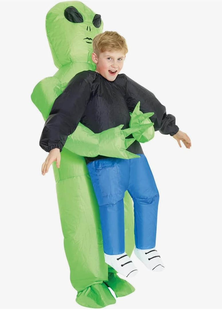 Morph Kids Inflatable Alien Costume, Blow Up Alien Outfit for Children, Abducted by Aliens Dress Up Costume, One Size