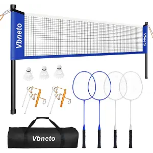 Badminton Set, Portable Outdoor Anti-Sag System – Official 20ft x 5ft Easy Setup Durable Net with 4 Rackets, 3 Shuttlecocks & Carry Bag for Backyard, Lawn or Beach Fun