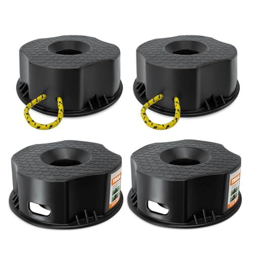 HOXWELL 4PCS RV Trailer Jack Block with Bag, Camper Stabilizer Blocks for Travel Trailer, Use for Any Tongue Jack, Post, Foot, 5th Wheels, Round or Square or Scissor Stabilizer