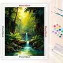 Rainforest Paint by Numbers Kit for Adults - DIY Jungle Waterfall and Tropical Plants Painting on Canvas 16x20 Inches, Acrylic Paint Set, Suitable for Beginners, Art for Home Decoration or Gifts