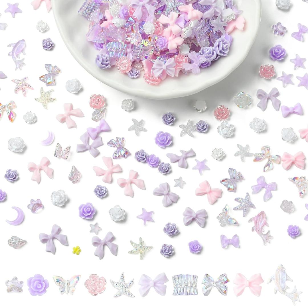 Ornaland 5 Bags Decoden Charms for Junk Cases Flatback Resin Charms for Phone Case Epoxy Jewelry Keychains Resin Pours Scrapbooking Art Craft Decor(Violet)