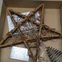 LAWOHO Christmas Tree Topper Star, 10-inch Rustic Brown Rattan Natural with 10 Warm White Lights Three Functions with Timer, Seasonal Decoration for Festive Christmas Home Indoor Ornament