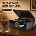 All-in-One Record Player with CD and Cassette, 3-Speed Bluetooth Turntable with Built-in Speakers, USB Recording