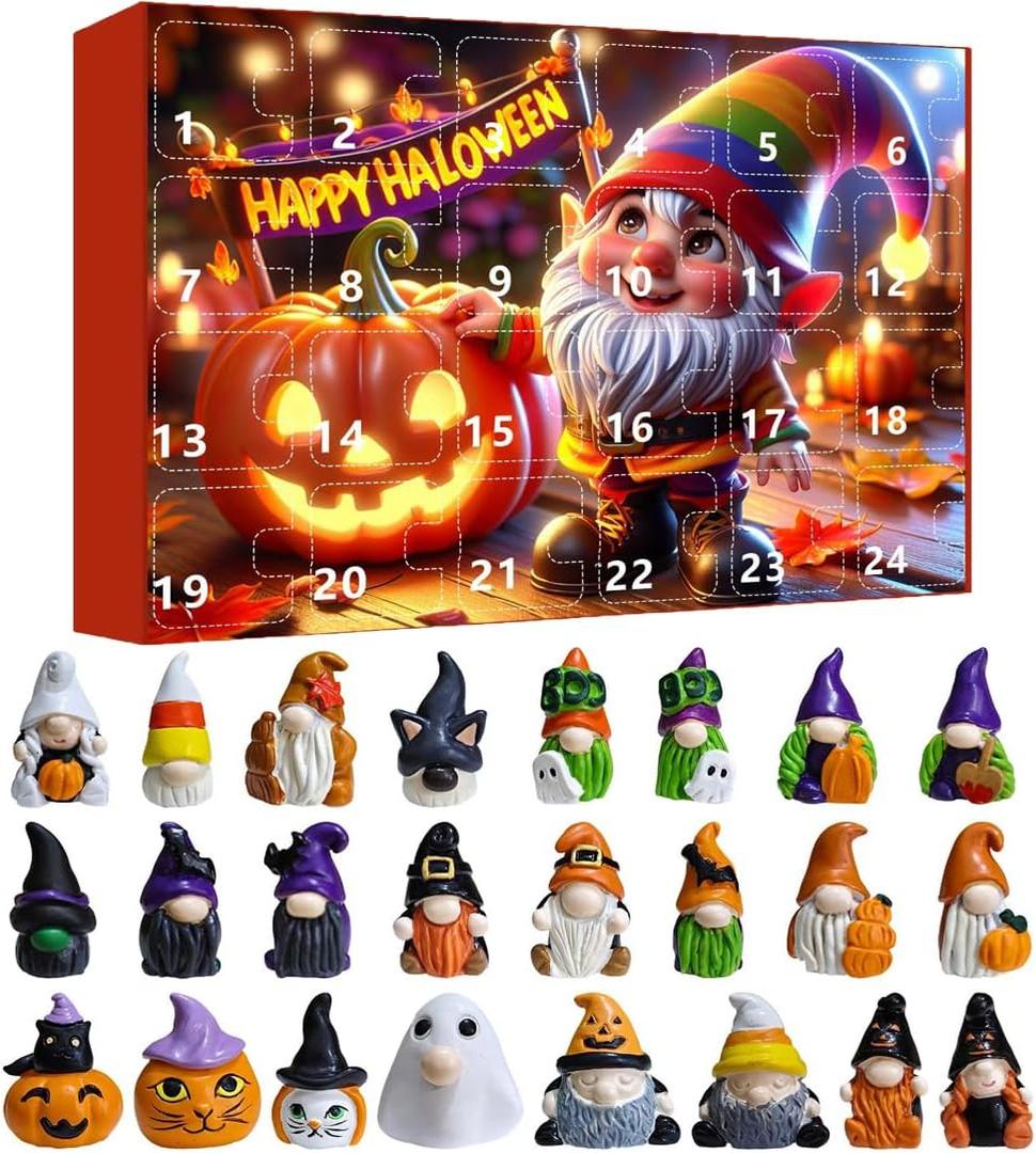 2 x Halloween Gnome Advent Calendar - 24 Days of Halloween Countdown - Horror Cute Mini Gnome Figures Toys Gifts for Kids